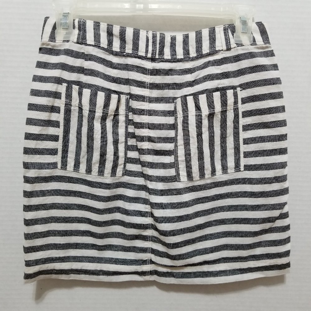 Broadway & Broome skirt 2 Striped Linen pencil railroad stripes pockets mini - Picture 2 of 15